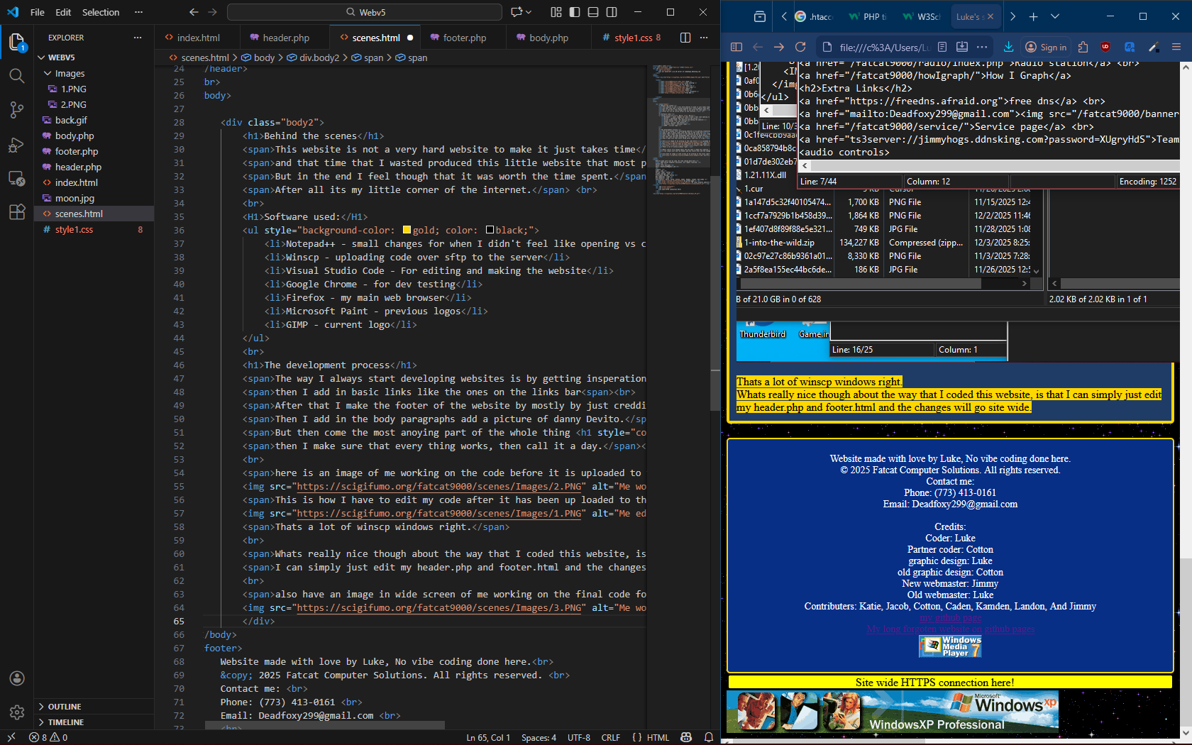 Me working on the final code for this page